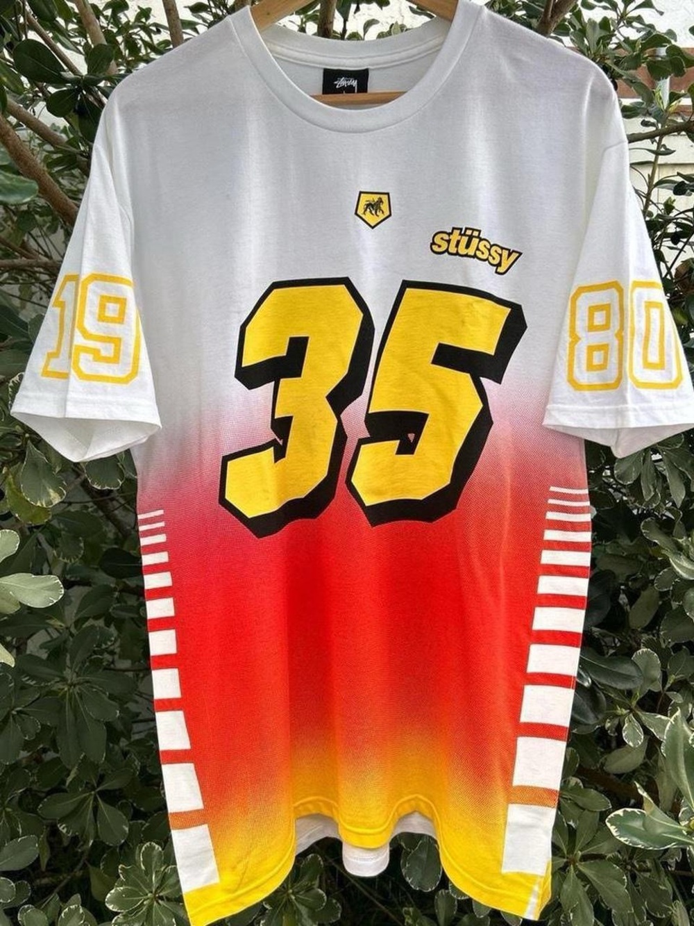 Stussy 2015 35th Anniversary 1980 Skull Jersey Graphic T-Shirt Large White